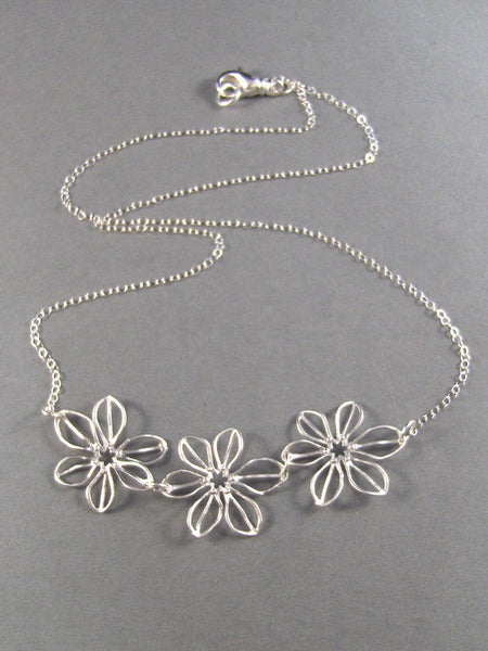 SALE Jennifer,Sterling Silver,Silver Necklace,Flower,Sterling Necklace,Cherry Blossom,Wedding, valley girl designs on Etsy,