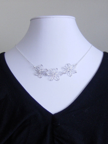 SALE Jennifer,Sterling Silver,Silver Necklace,Flower,Sterling Necklace,Cherry Blossom,Wedding, valley girl designs on Etsy,