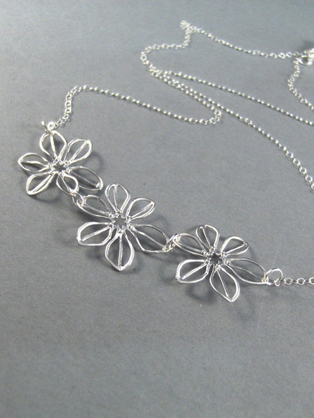 SALE Jennifer,Sterling Silver,Silver Necklace,Flower,Sterling Necklace,Cherry Blossom,Wedding, valley girl designs on Etsy,