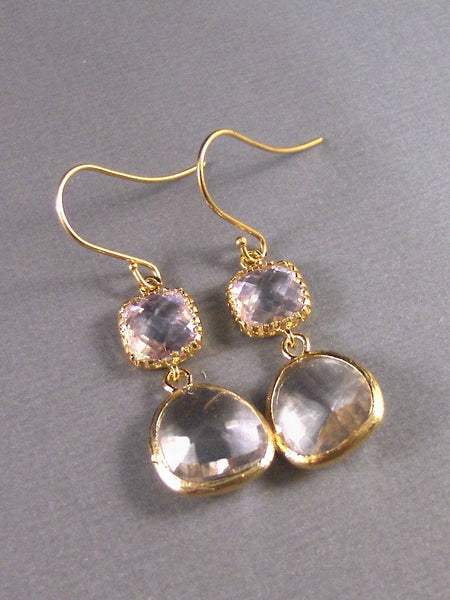 Muriel,Diamond Earring,Gold Earrings, Golf Filled,Gold Diamond,Wedding,Bride,Crystal. Handmade jewelery by valleygirldesigns.