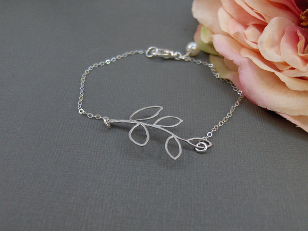 Olive Branch,Necklace,Sterling Silver,Silver Branch,Silver Necklace,Branch,Bride,Wedding. Handmade jewelry by valleygirldesigns on Etsy.