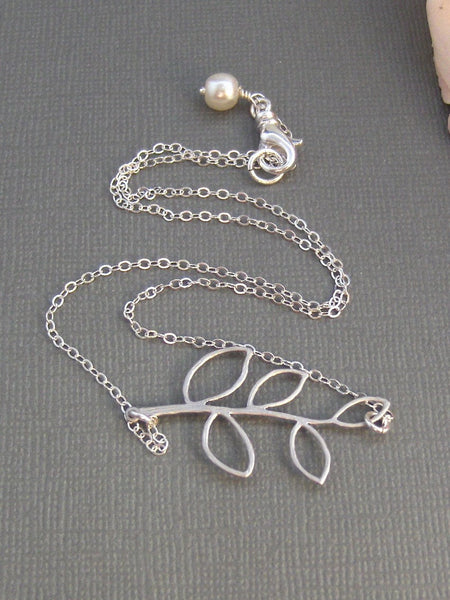 Olive Branch,Necklace,Sterling Silver,Silver Branch,Silver Necklace,Branch,Bride,Wedding. Handmade jewelry by valleygirldesigns on Etsy.