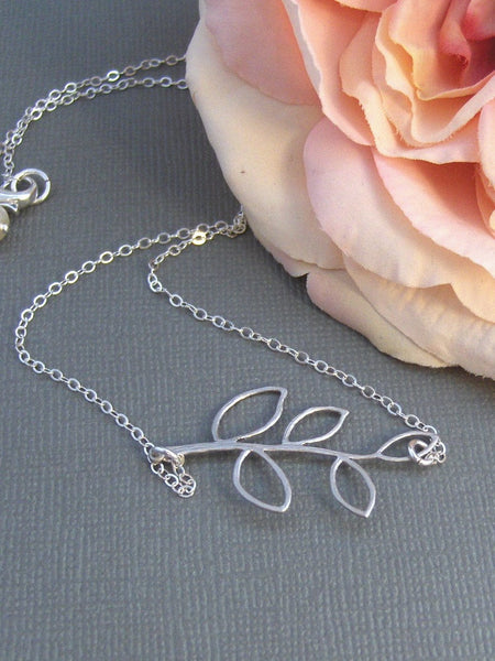 Olive Branch,Necklace,Sterling Silver,Silver Branch,Silver Necklace,Branch,Bride,Wedding. Handmade jewelry by valleygirldesigns on Etsy.