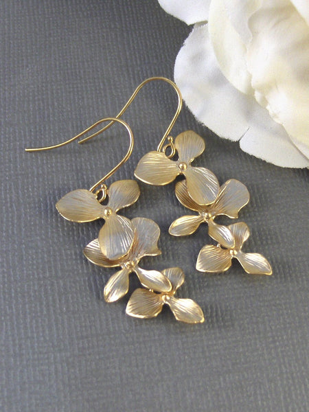Golden Blossom,Blossom Necklace,Orchid Necklace,Gold Flower Necklace,Triple Flower,Gold,Gold Flower,Gold Necklace,valleygirldesigns