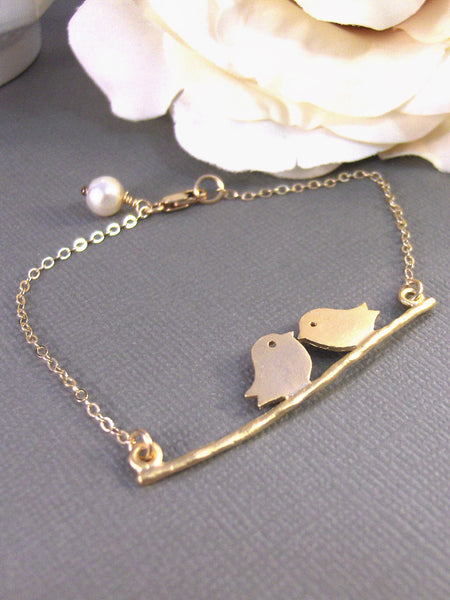 Gold Love Birds,Bracelet,Bird Bracelet,Gold Bird Bracelet,Gold Filled,Gold,Gold Bracelet,Love Birds,Gold Love Birds,Kiss,valleygirldesigns
