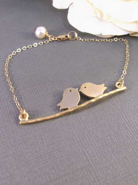 Gold Love Birds,Bracelet,Bird Bracelet,Gold Bird Bracelet,Gold Filled,Gold,Gold Bracelet,Love Birds,Gold Love Birds,Kiss,valleygirldesigns