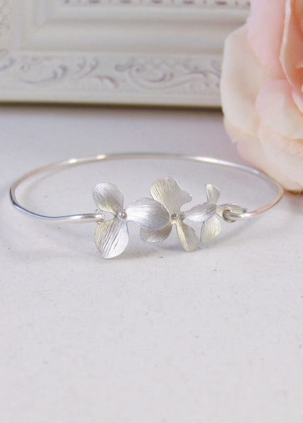 Silver Blossoms,Bangle Bracelet,Silver Bangle,Flower Bracelet,Flower Bangle,Sterling Silver Bracelet,Cherry Blossom,Blossomvalleygirldesigns