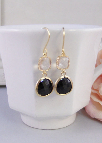 Eternity,Earrings,Gold Earrings,Pink,Diamond Earrings,Gold,Black,Wedding,Black,Diamond. Handmade jewelery by valleygirldesigns on Etsy.
