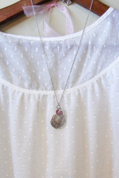 Petal,Locket,Silver,Flower,Antiqued,Blush,Brass,Pink,Vintage Rhinestone.Jewelery by Valleygirldesigns.