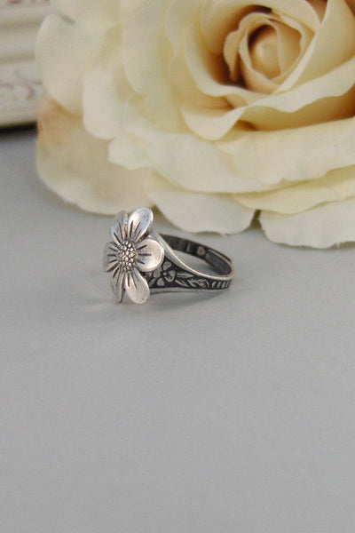 SALE Posey,Ring,Silver Ring,Silver Blossom,Ring,Flower Ring,Antique Ring,Antique Silver,Victorian,Handmade jewelery by valleygirldesigns.