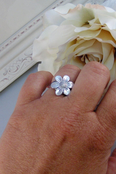 Posey,Ring,Silver Ring,Silver Blossom,Ring,Flower Ring,Antique Ring,Antique Silver,Victorian,Handmade jewelery by valleygirldesigns.