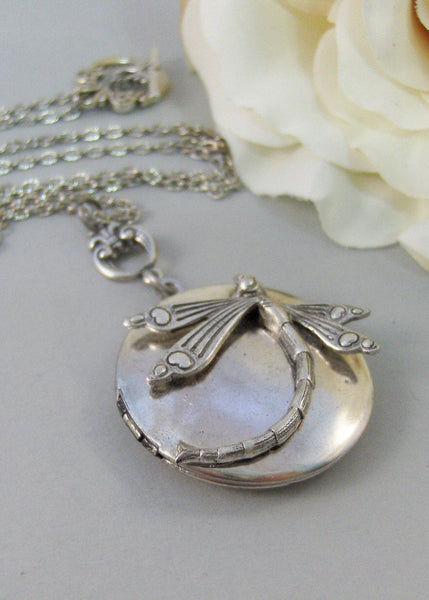 Sundance,Locket,Dragonfly Locket,Wings,Antiqued,Charm,Dragonfly,Silver Locket,Antique Locket. Handmade jewelery by Valleygirldesigns.