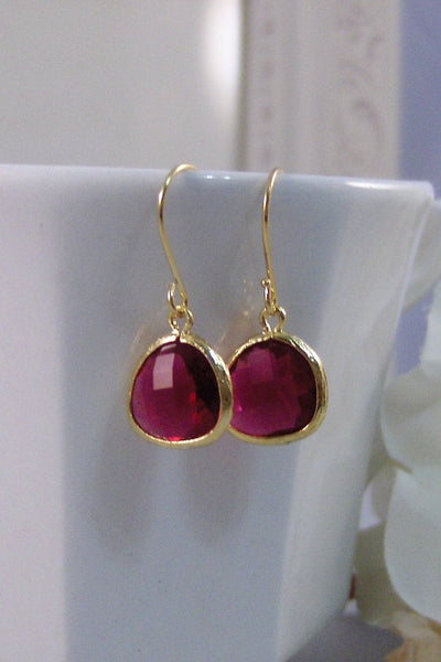 SALE Isadora's Rubies. Gold Earrings,Ruby,Ruby Earrings,Bride,Wedding,July,,Birthstone,Crystal. Handmade jewelery by Valleygirldesigns.
