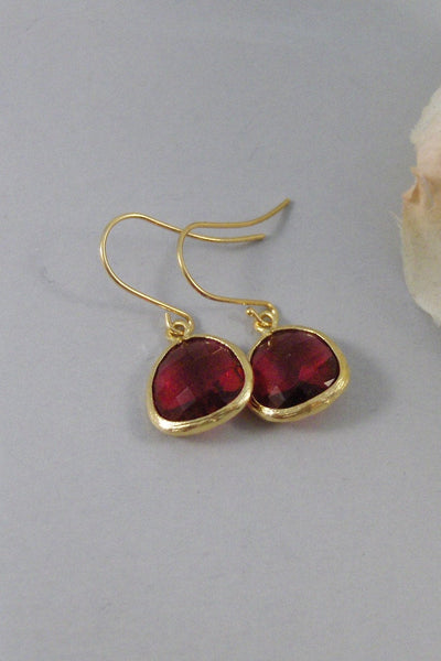 SALE Isadora's Rubies. Gold Earrings,Ruby,Ruby Earrings,Bride,Wedding,July,,Birthstone,Crystal. Handmade jewelery by Valleygirldesigns.