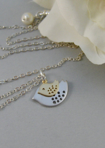 Nesting Birds,Silver Necklace,Bird,Mommy,Baby,Little,Girl,Bird Necklace,Silver Pendant,jewelery by valleygirldesigns on Etsy.