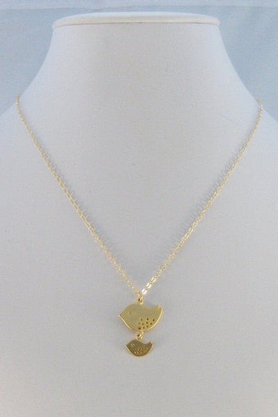 Little Bird,Gold Necklace,Bird,Mommy,Baby,Little,Girl,Bird Necklace,Gold Pendant,jewelery by valleygirldesigns on Etsy.