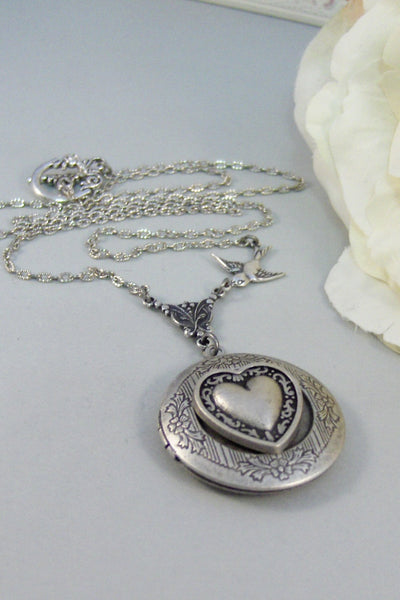 Fated Wings,Locket,Silver Locket,Celtic Locket,Heart, Antique Locket,Celtic Knot,Irish,Lucky,Shamrock. jewelry by valleygirldesigns