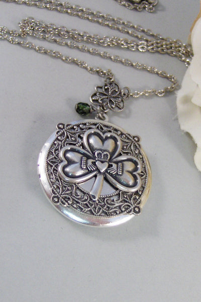 SALE Irish Love,Locket,Claddagh, Antique Locket,Silver Locket,Heart,Crown, Irish,Lucky, Shamrock,Love. Handmade jewelry by valleygirldesigns