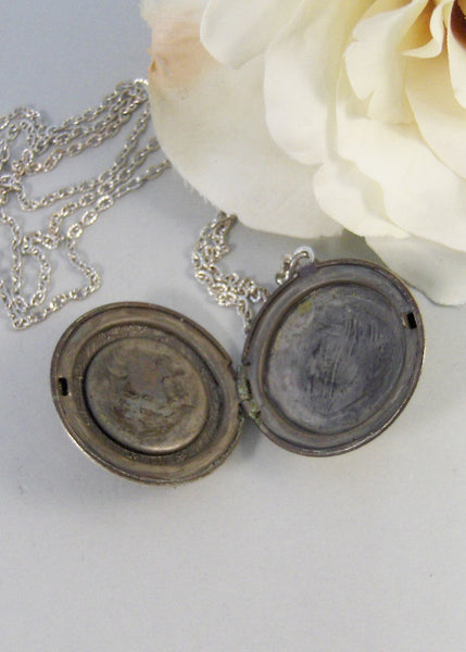 Crescent Moon,Locket,Silver Locket,Moon,Star,Night,Goddess, Locket,Antique Locket,Antique,Moon,Love You. jewelry by valleygirldesigns.