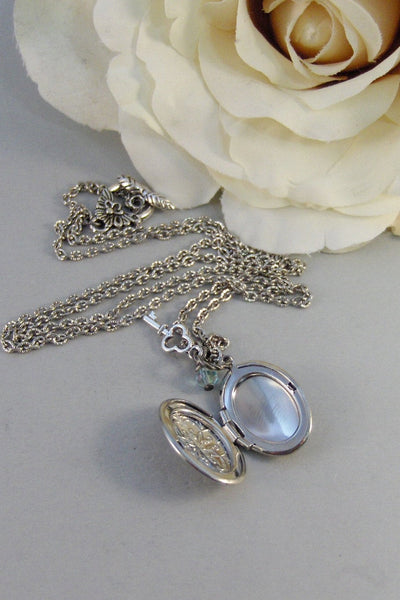 Key To Your Success,Necklace,Locket,Silver,Key Necklace,Key,Birthstone,Personalize,Silver Locket,Antique.Jewelry by valleygirldesigns.