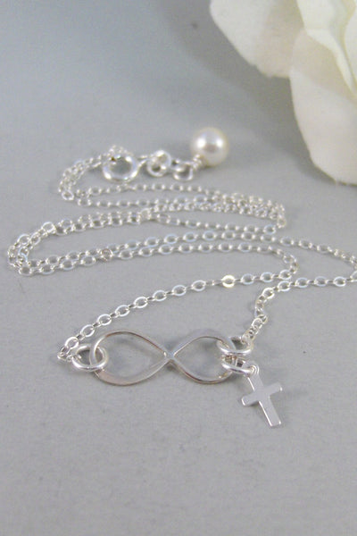 Faith,Necklace,Bracelet,Infinity Necklace,Infinity,Silver,Cross,Religious,Cross Necklace,Mourning,Infinity,Mourning, valleygirldesigns.