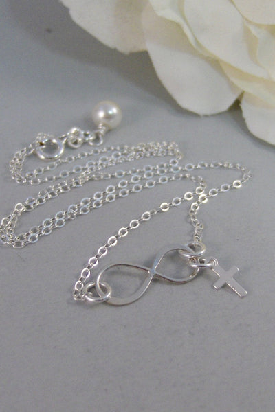 Faith,Necklace,Bracelet,Infinity Necklace,Infinity,Silver,Cross,Religious,Cross Necklace,Mourning,Infinity,Mourning, valleygirldesigns.