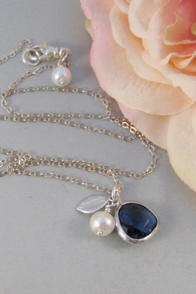 Sapphire Blossom,Necklace,Blue,Birthstone,Sapphire,Sapphire Necklace,Silver Necklace,Wedding,Birdesmaid,Sterling Silver,Valley Girl Designs