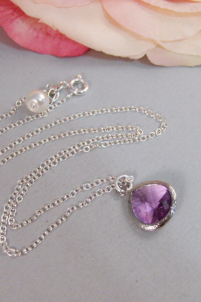Lavender Drop,Lavender Necklace,Purple Bridesmaid,Necklace,Silver Necklace,Amethyst Necklace,Amethyst,Sterling Silver valleygirldesigns.