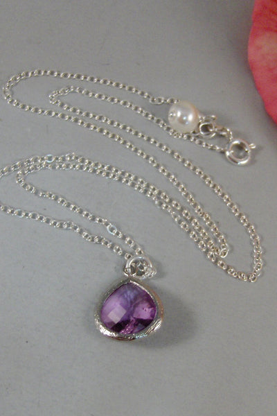 Lavender Drop,Lavender Necklace,Purple Bridesmaid,Necklace,Silver Necklace,Amethyst Necklace,Amethyst,Sterling Silver valleygirldesigns.