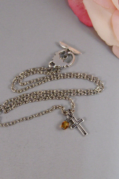 Faith,Cross,Necklace,Antique Necklace,Religious,Jewelry,Silver,Confirmation,Birthstone,Personalize,Antique.Jewelry by valleygirldesigns.