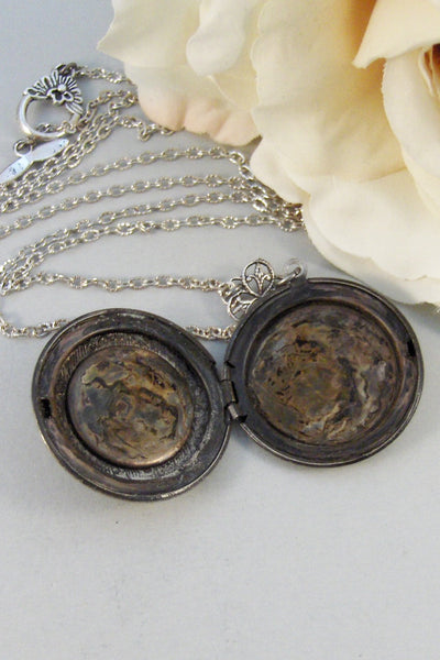 Sparrow Queen,Locket,Silver Locket,Flower,Bird,Sparrow,Sparrow Jewelry,Antique Locket,Floral,Jewelry. Handmade jewelry by valleygirldesigns.