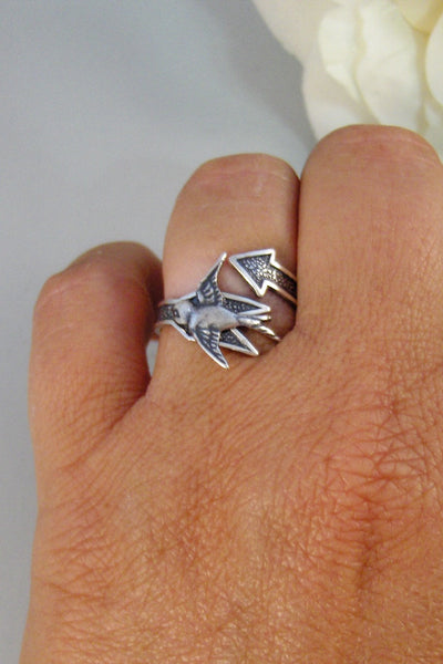 Sparrow's Arrow,Ring,Silver,Arrow,Hungar,Ring,Antique Ring,Silver Ring,Sparrow,Bird Ring,Bird. Handmade jewelery by valleygirldesigns.