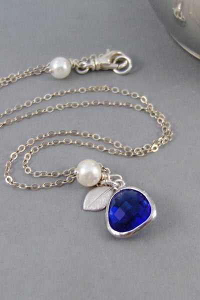 Royal Blue Blossom,Necklace,Blue,Birthstone,Sapphire,Sapphire NecklaceRoyal Blue,Silver Necklace,Wedding,Birdesmaid,Valley Girl Designs