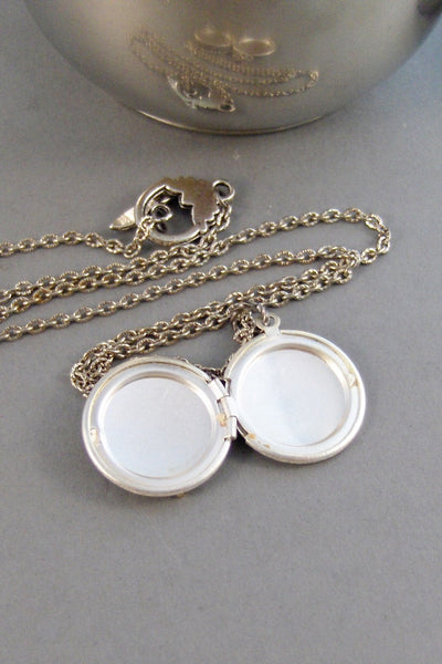 SALE Petite Fleur,Locket,Silver Locket,Antique Locket,Girl,Child,Baby,Girl Locket,Pink. Handmade jewelry by valleygirldesigns.