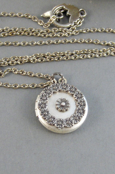 SALE Petite Fleur,Locket,Silver Locket,Antique Locket,Girl,Child,Baby,Girl Locket,Pink. Handmade jewelry by valleygirldesigns.