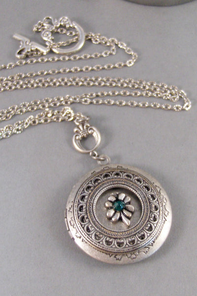 Make a Wish,Locket,Silver Locket,Celtic Locket, Antique Locket,Clover,Four Leaf,Irish,Lucky,Shamrock. Handmade jewelry by valleygirldesigns