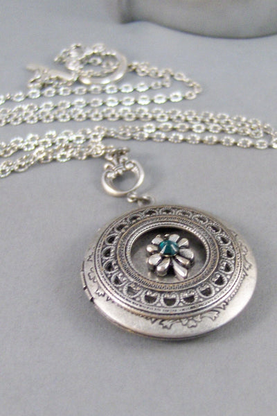Make a Wish,Locket,Silver Locket,Celtic Locket, Antique Locket,Clover,Four Leaf,Irish,Lucky,Shamrock. Handmade jewelry by valleygirldesigns