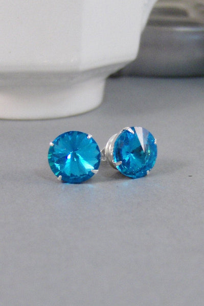 SALE/Blue Topaz Earrings,Vintage Earrings,Earrings,Aquamarine,,Blue Earrings,Zircon Earrings,Stud Earrings,Post Earrings.Valleygirldesigns