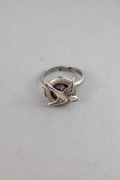 Little Sparrow,Locket Ring,Ring,Bird Ring,Antique Ring,Sparrow Ring,Spoon Ring,Bird,Woodland Ring,Wedding,Bridesmaid. By valleygirldesigns.