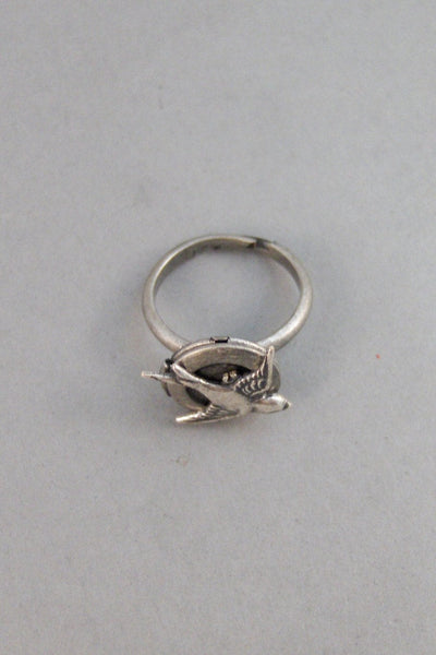 Little Sparrow,Locket Ring,Ring,Bird Ring,Antique Ring,Sparrow Ring,Spoon Ring,Bird,Woodland Ring,Wedding,Bridesmaid. By valleygirldesigns.