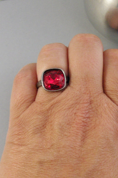 Ruby Red,Ring,Silver,Ruby Ring,Red Ring,Red Stone,Ruby Jewelry,Antique Ring,July,Birthstone,Blue valleygirldesigns.