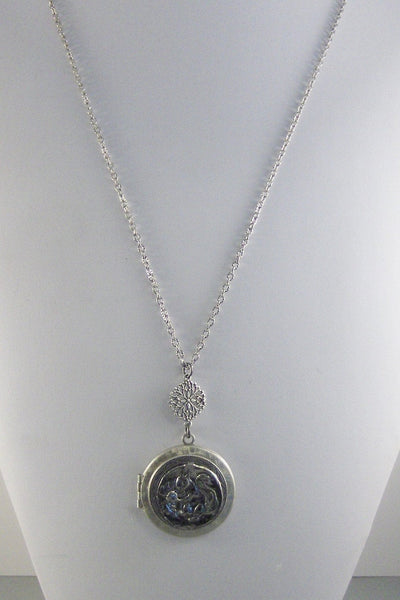 Squirrel,Locket,Silver Locket,Silver Necklace,Squirrel,Woodland,Antique Locket,Squirrel Necklace,Fall Necklace,Fall valleygirldesigns.