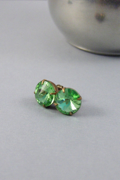 SALE Peridot,Vintage Ring,Ring,Vintage Stone,Green Stone,August,Green Earring,Brass Earring,Vintage Earring,Post Earrings.Valleygirldesigns