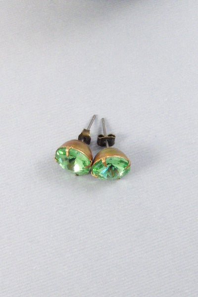 SALE Peridot,Vintage Ring,Ring,Vintage Stone,Green Stone,August,Green Earring,Brass Earring,Vintage Earring,Post Earrings.Valleygirldesigns