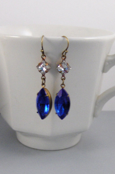 SALE Queenies Sapphire,Sapphire,Sapphire Earring,Earring,Vintage Earrings,Blue Stone,Vintage Stone,Vintage Sapphire Earring