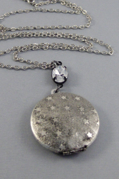 Star Bright,Locket,Antique Locket,Silver Locket,Diamond,Vintage,Star Locket,Star Necklace,Crystal Neckalce,Vintage NecklaceValleygirldesign