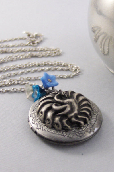 Floral Peacock,Silver Locket,Antique Locket,Peacock,Peacock Necklace,Peacock Locket,Bird Necklace,Bird Locketvalleygirldesigns .
