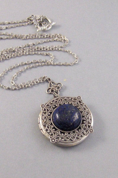 Lapis Lazuli,Locket,Antique Locket,Silver Locket,Blue STone,Gemstone Locket,Gemstone Necklace,Lapis Lazuli Necklace,