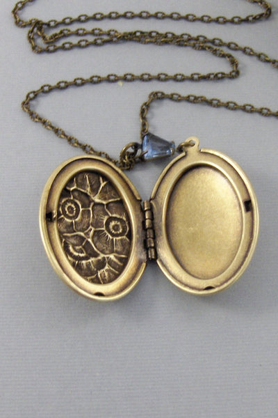 Sapphire Bell,Vintage Brass Locket,Locket,Antique Locket,Patina,Patina Locket,Vintage Locket, Diamond,Vintage Stone,CrystaValleygirldesigns.