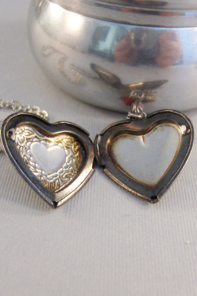 Enchanted Navy,Locket,Silver Locket,Blue Flower,Locket Necklace,Antique Locket,Blue. Handmade jewelry by valleygirldesigns.